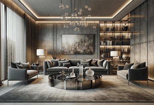 Textured Walls and Glass Accents