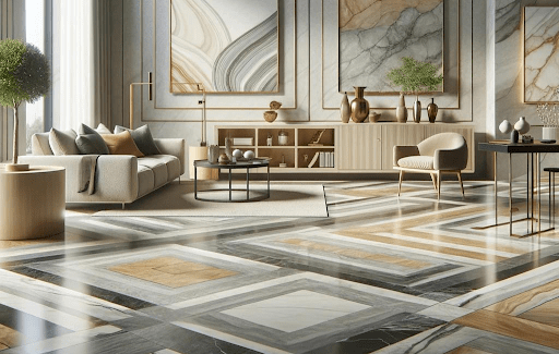 Color-Coordinated Marble Flooring