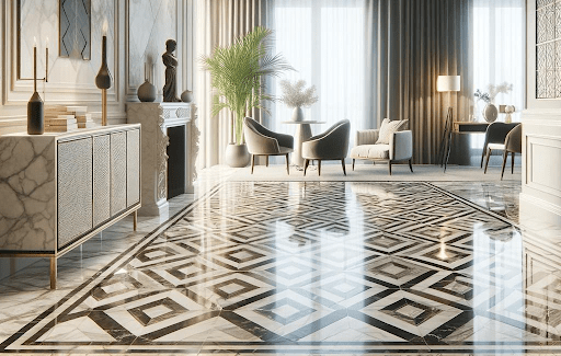Diamond Motif Marble Flooring