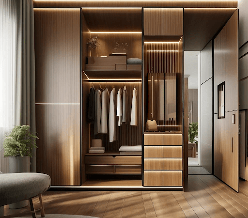 Innovative Wardrobe Designs with Veneer Finish