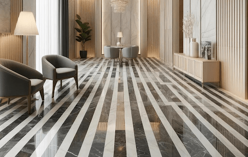 Striped Marble Floor Tiles