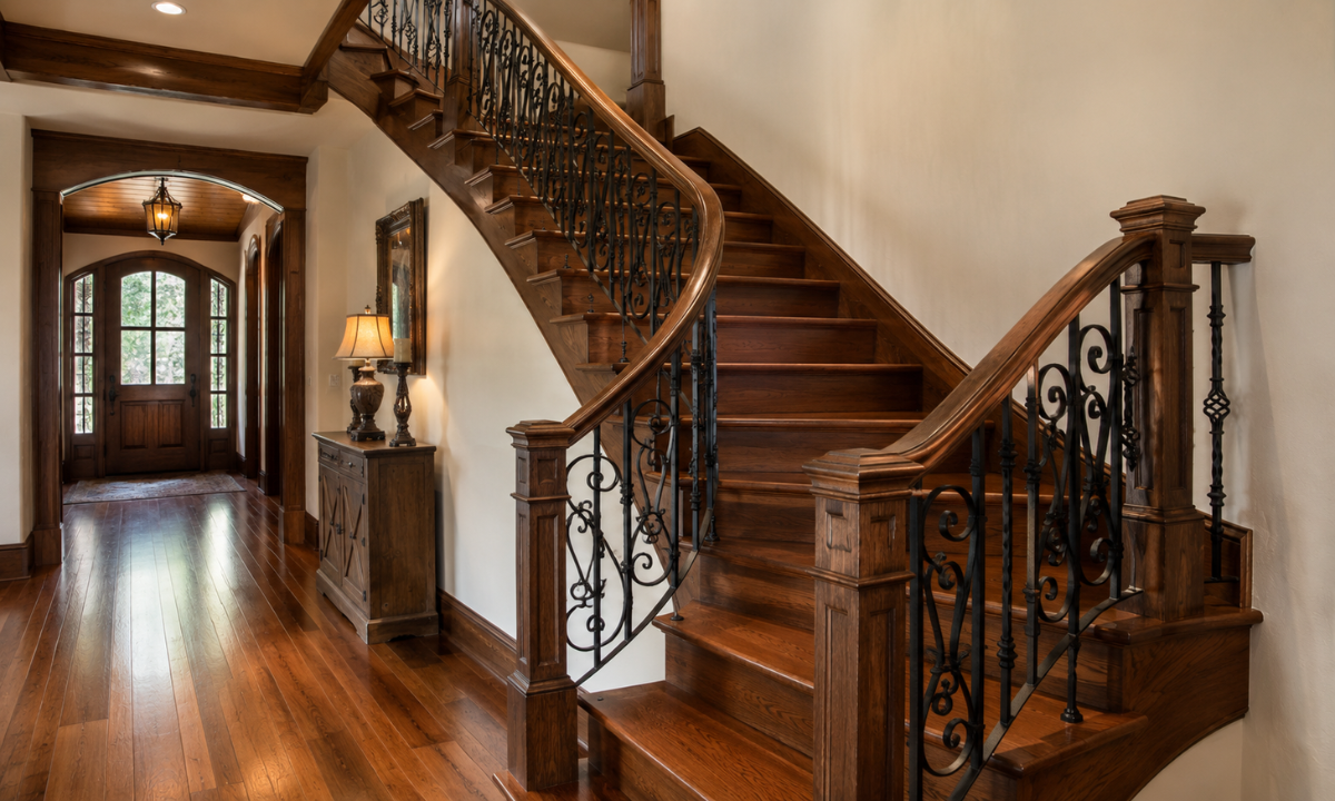 Heritage Hardwood & Wrought Iron Staircase