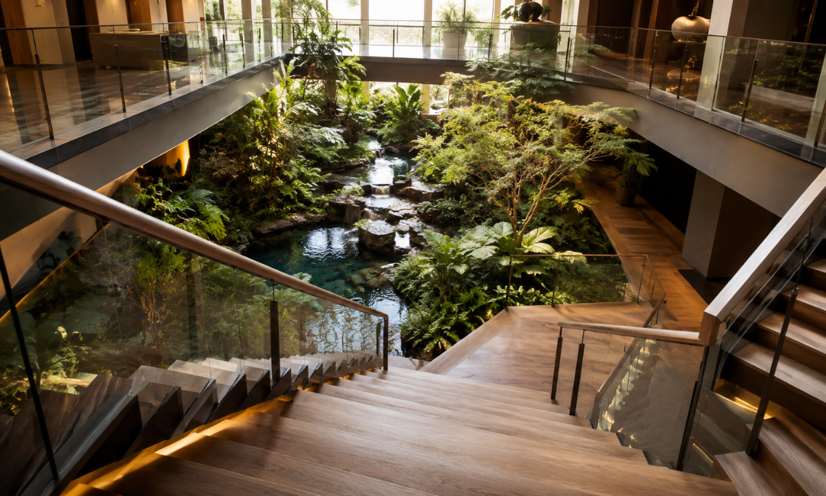Biophilic Atrium Staircase