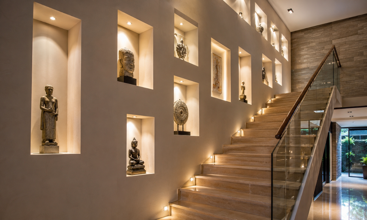 Museum-Lit Gallery Staircase