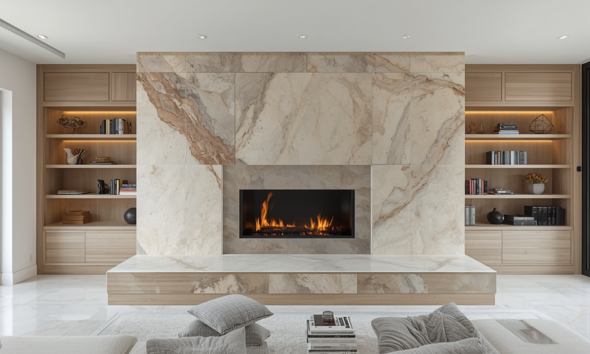 Monolithic Stone Fireplace
