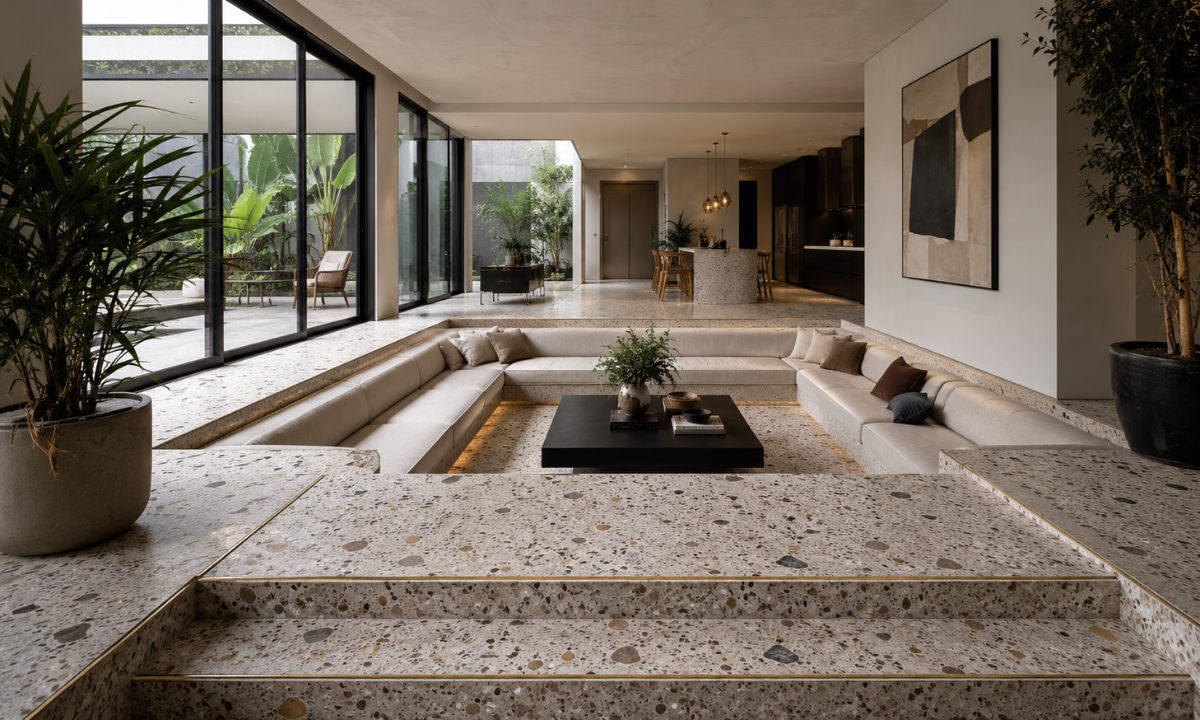 Sunken Lounges with Terrazzo Transitions