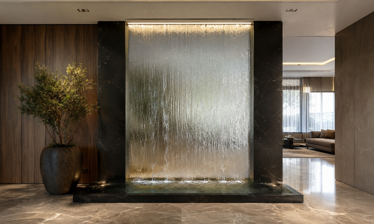 Water-Cascade Glass Basins