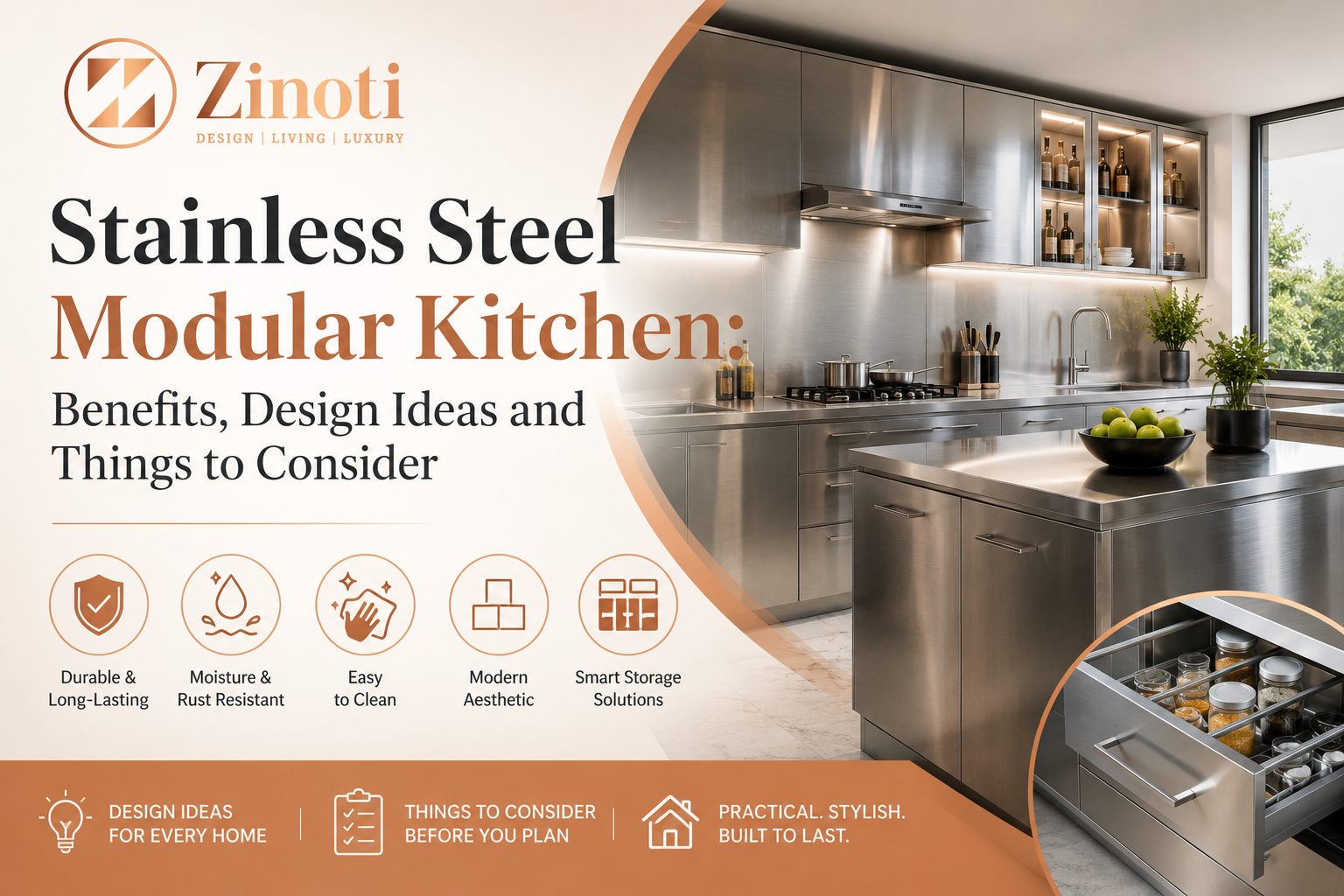 Stainless Steel Modular Kitchen: Benefits, Design Ideas and Things to Consider<div class="custom-breadcrumbs"><span><span><a href="https://zinoti.com/">Home</a></span> » <span class="breadcrumb_last" aria-current="page">Stainless Steel Modular Kitchen: Benefits, Design Ideas and Things to Consider</span></span></div>
