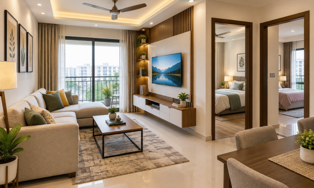 2 BHK Apartment Living Room Design