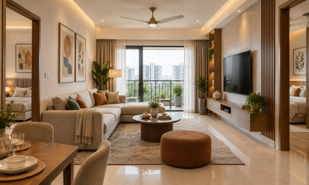 2 BHK Apartment Living Room Design