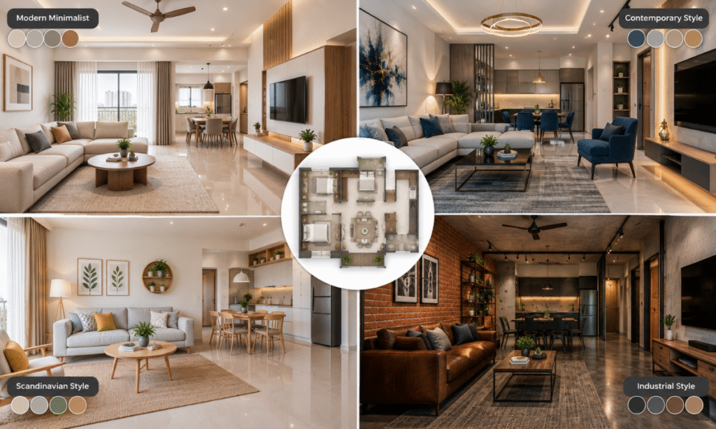 Modern 2 BHK Apartment Design Styles