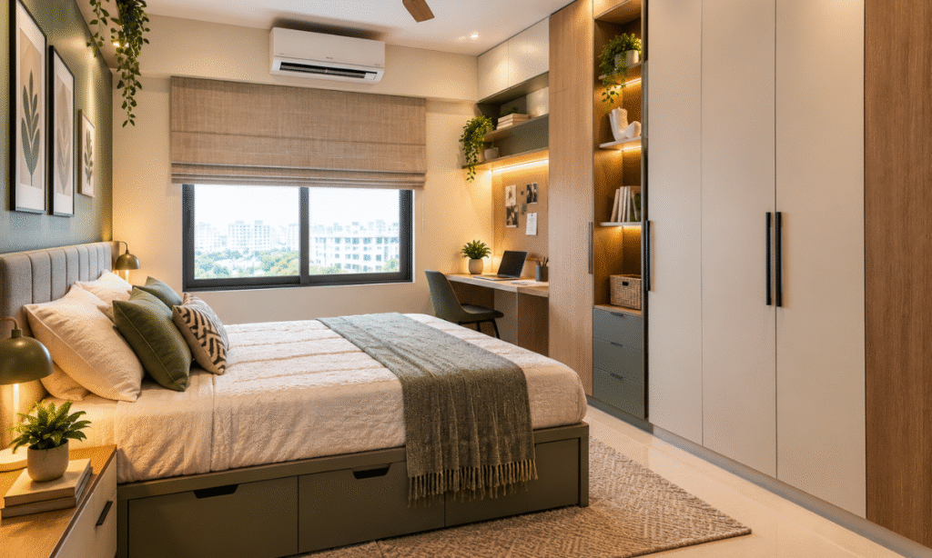 Small 2 BHK Bedroom Design